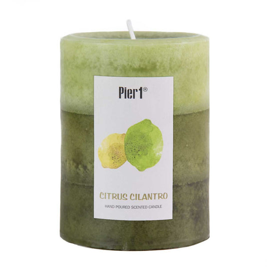 Pier 1 Citrus Cilantro Layered 3x4 Pillar Candle