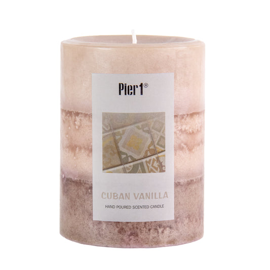 Pier 1 Cuban Vanilla 3x4 Layered Pillar Candle