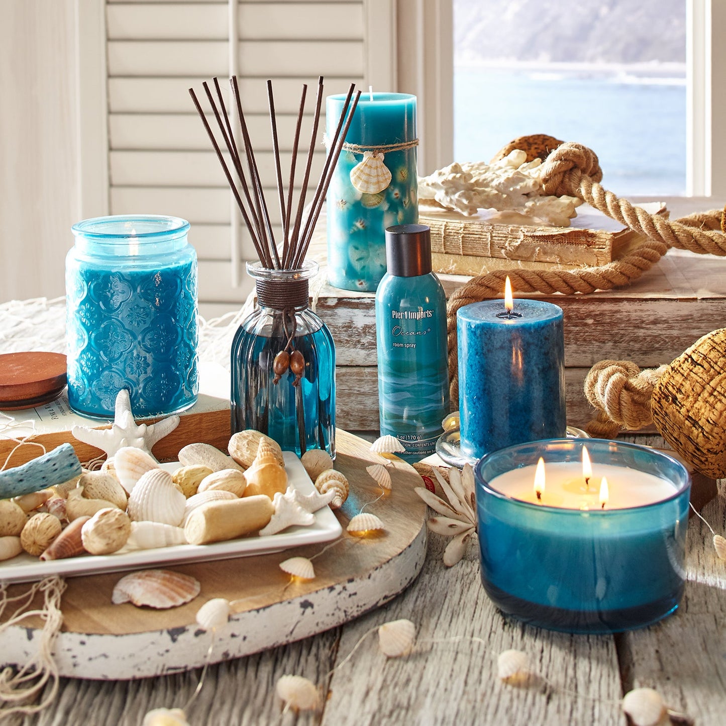 Pier 1 Oceans Filled 3-Wick Candle